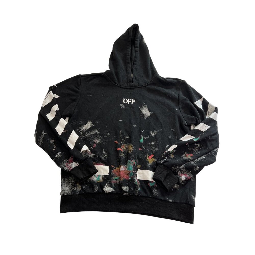 OFF-WHITE Diag Galaxy Brushed Over Hoodie in Black